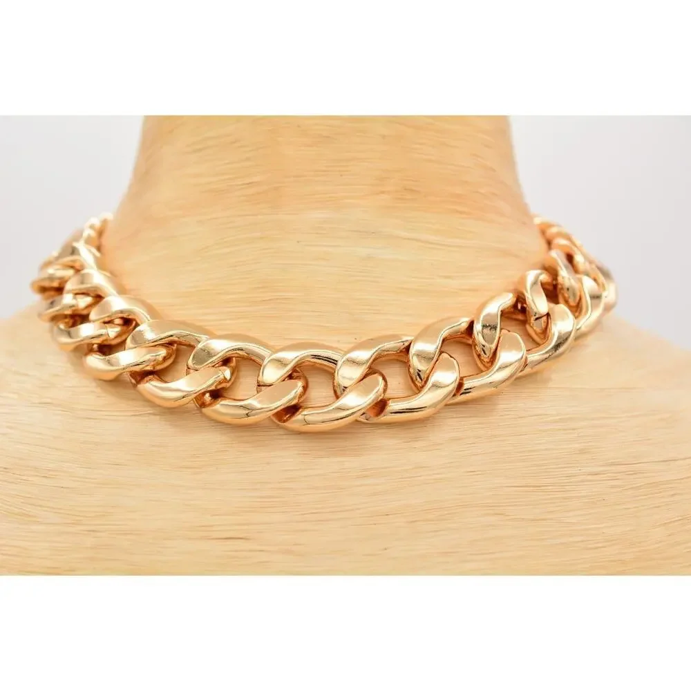 AQUA Chain Necklace Collar Thick Gold Chunky Linked Heavy Weighted NWT $58 BinBL